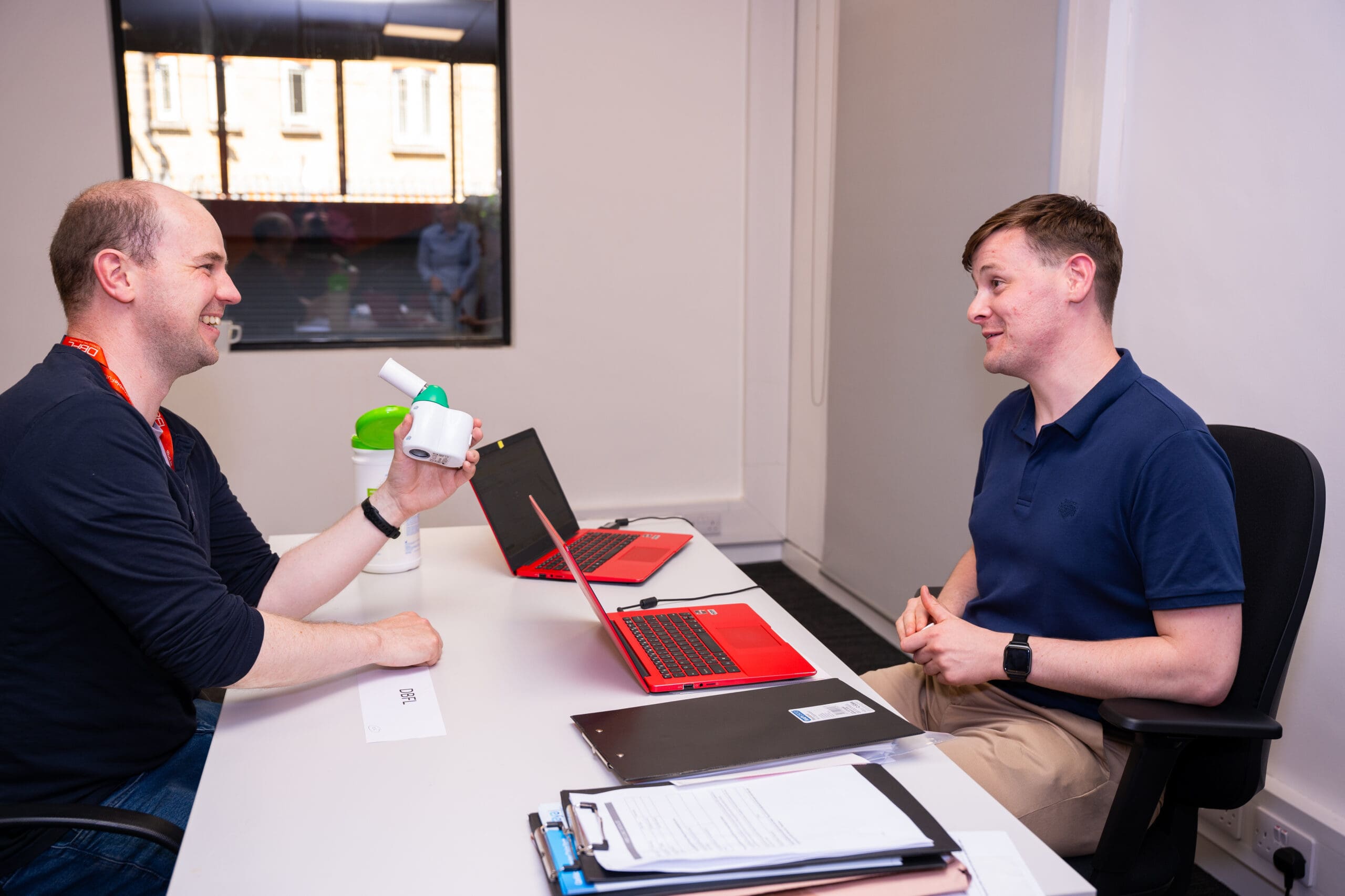 A photo of a lung capacity test at the DBFL Staff Health Screening initiative in May 2025