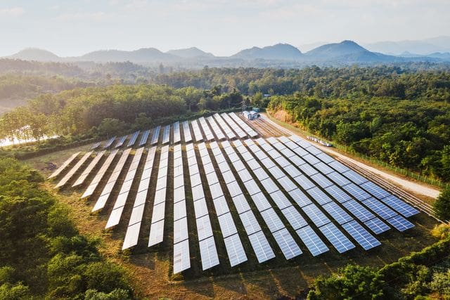 An aerial view of the Monaraha Solar Farm