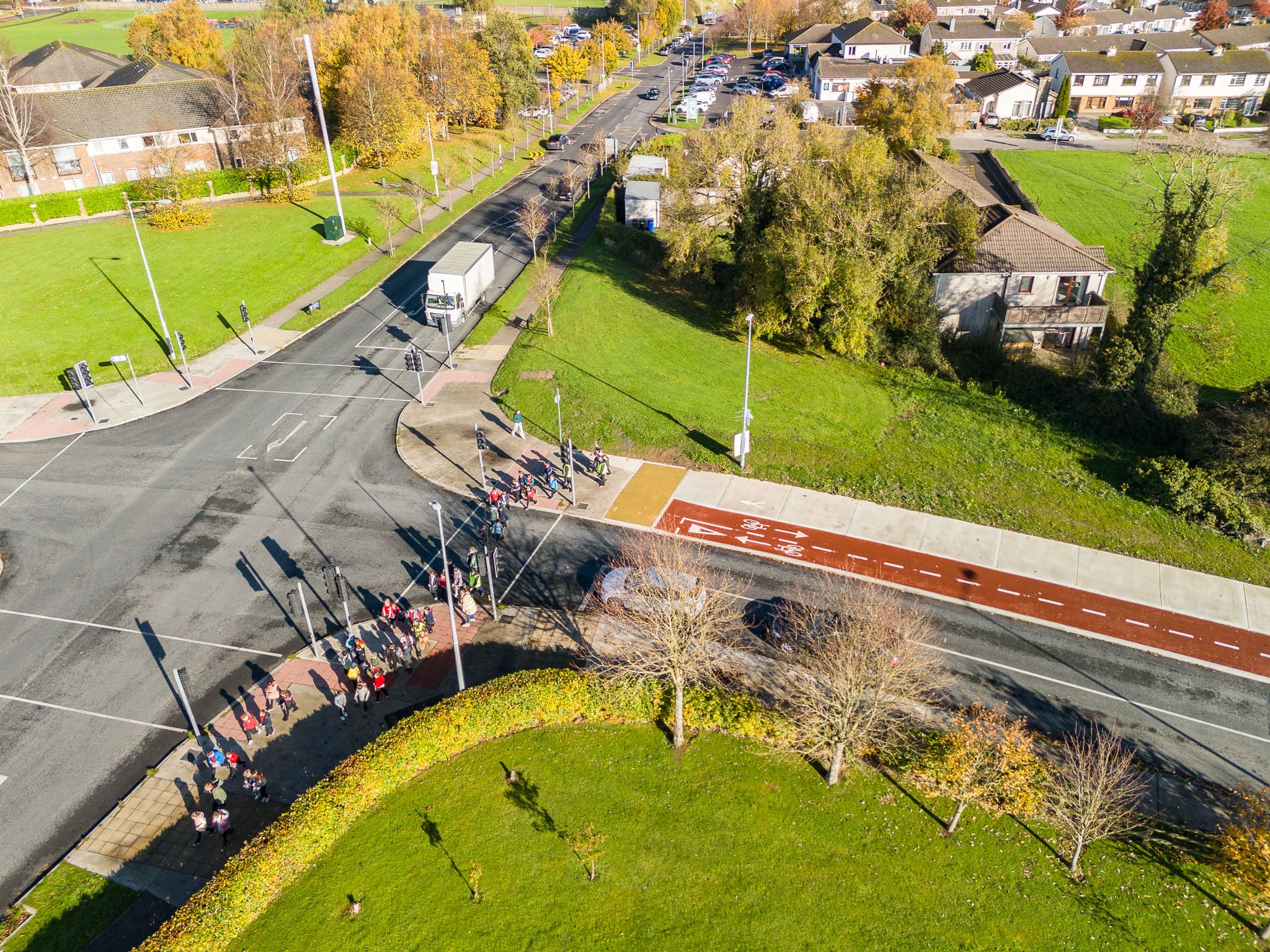 An aerial view of the Craddockstown Active Travel Scheme,